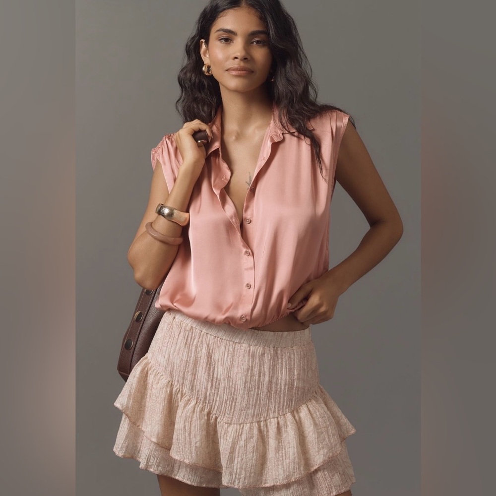 ANTHROPOLOGIE Cinched Button Down Blouse